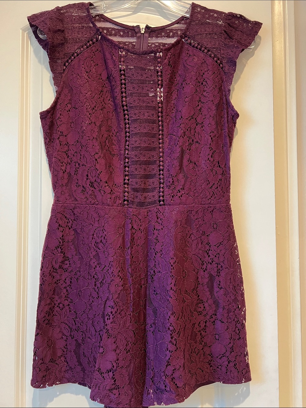 Xhilaration Plum Lace Overlay Romper
